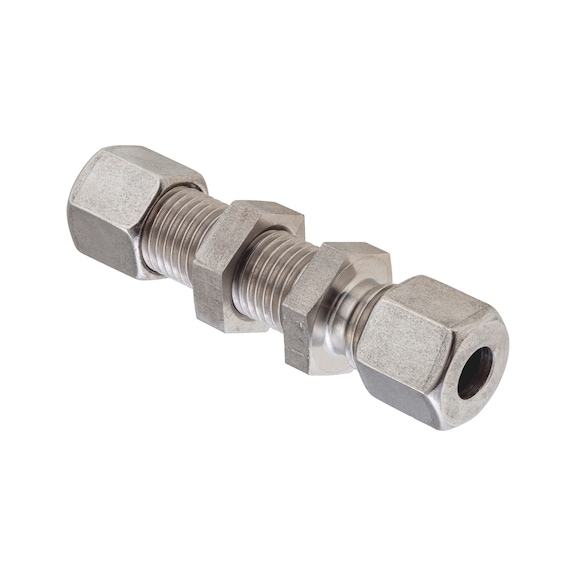 Straight bulkhead fitting, stainless steel - 1