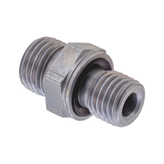 Straight male fitting ISO 8434-1, zinc-nickel-plated steel, metric male thread with seal - 1