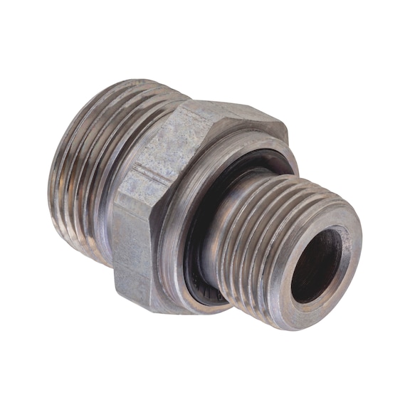 Straight male fitting ISO 8434-1, zinc-nickel-plated steel, BSPP male thread with seal - 1