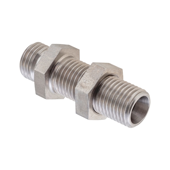 Straight bulkhead fitting, stainless steel - 1