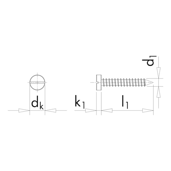 Skrutka do plechu s valcovou hlavou, tvar C s drážkou DIN 7971, oceľ, pozinkovaná, modrá pasivovaná (A2K), tvar C - SCR-CYL-DIN7971-C-(A2K)-2,2X6,5
