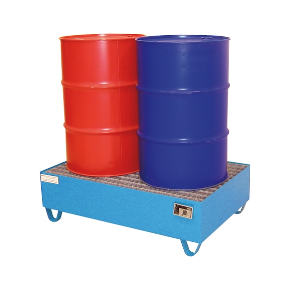 Bac récupération pour mat. dang., acier bleu clair