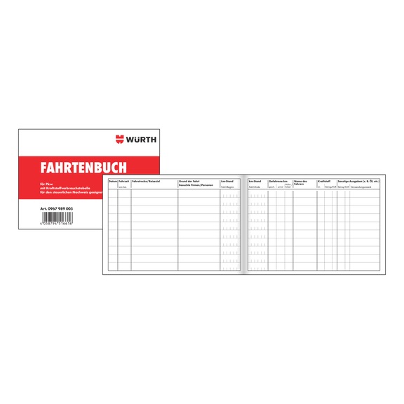 Vehicle log, car in DIN A6 landscape format with 40 sheets - FORM-LOGBOOK-CAR