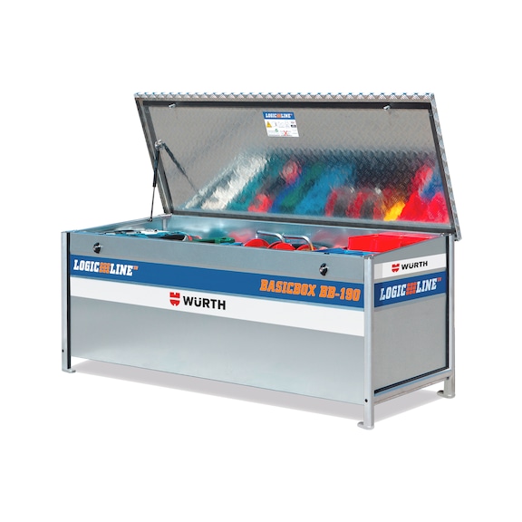 Pritschenbox mit Deckel - TRANBOX-M.KLAPPE-M.FUSS-1898X745