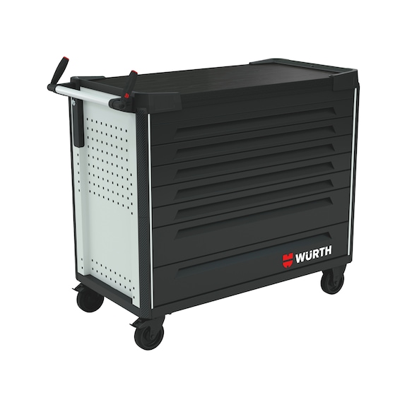 ULTIMATE 12.8 system workshop trolley with wooden worktop - WRKSHPTRLY-ULTI-12.8-WO-7DRWR-RAL7035-FS