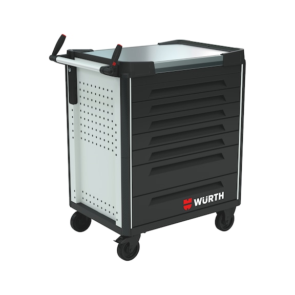 Servante d'atelier du système ULTIMATE 8.8 avec plan de travail en acier de qualité supérieure - WRKSHPTRLY-ULTI-8.8-SST-7DRWR-RAL7035-FS