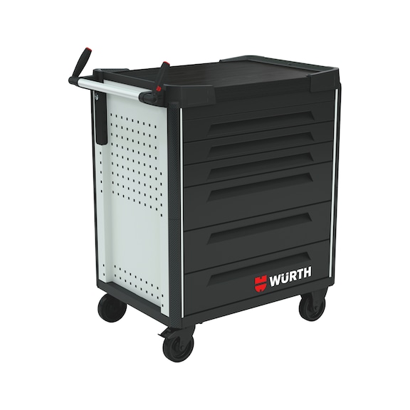 System-Werkstattwagen ULTIMATE 8.8 mit Holz-Arbeitsplatte - WRKSTWG-ULTI-8.8-HOLZ-6SL-RAL7035-FS