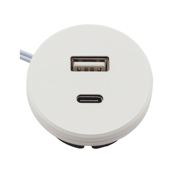 USB-A/C-Doppelsteckdose 24V aus Kunststoff im runden Design - STEDO-TI-USB-A+C-24V-WEISS