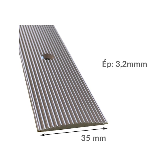 Profilé pour nez de marche en aluminium strié - 35 mm x 1,5 m - plat