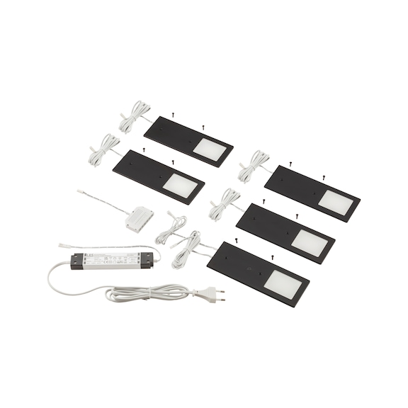 LED-Unterbauleuchte UBL-24-12-SET zum Anschrauben - LEUCHT-LED-UBL-24-12-SET-NW-SCHW-5TLG