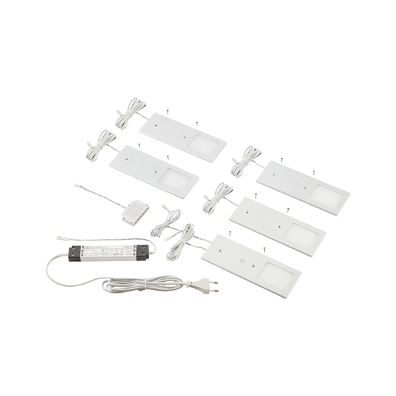 LED-Unterbauleuchte UBL-24-12-SET zum Anschrauben - LEUCHT-LED-UBL-24-12-SET-NW-ALUF-5TLG