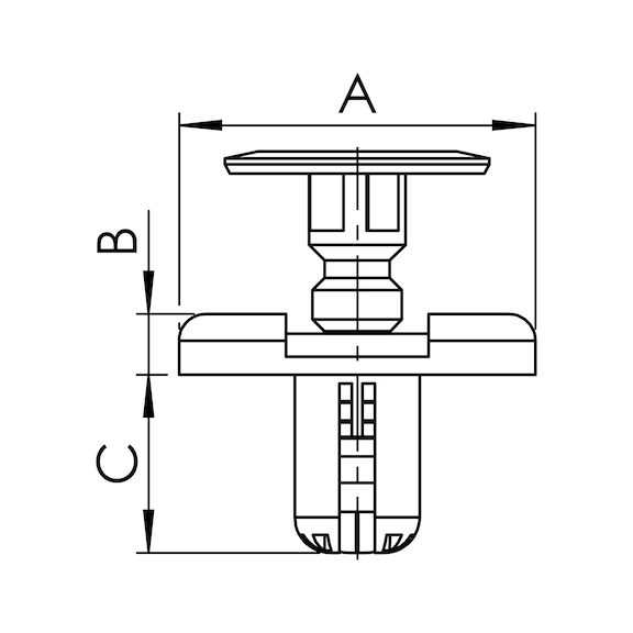 Push-in rivet with cap, rounded - MP-TOYOTA-RETAINER-WHLHSNG-9046709139