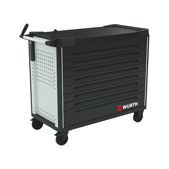 System-Werkstattwagen ULTIMATE 12.8 mit Holz-Arbeitsplatte - WRKSTWG-ULTI-12.8-HOLZ-8SL-RAL7035-FS