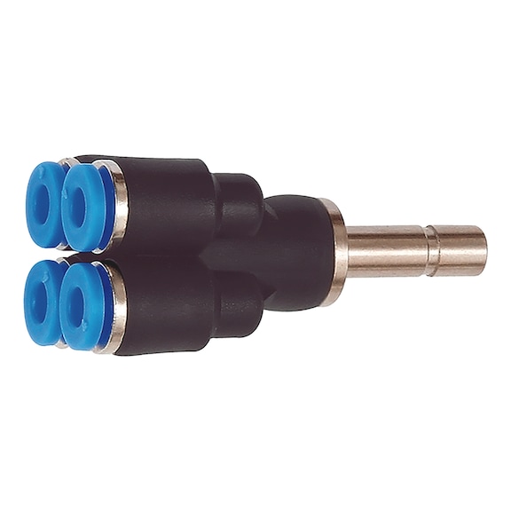 Y multi-port push-in fitting with plug-in nipple