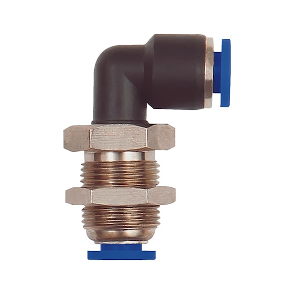 Push-in bulkhead elbow fitting Plastic pneumatic - 1
