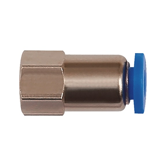 Mini straight push-in fitting with internal thread