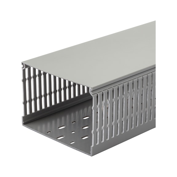 Verdrahtungskanal VKW Standard mit Sollbruchstellen an den Stegen - VDK-VKW-(AE-R7030)-GRAU-H100MMXB150MM