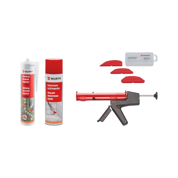 Neutral silicone Perfect w/ cartridge gun set 9pcs - SILSEAL-NEUT-PERFECT-SET-9PCS