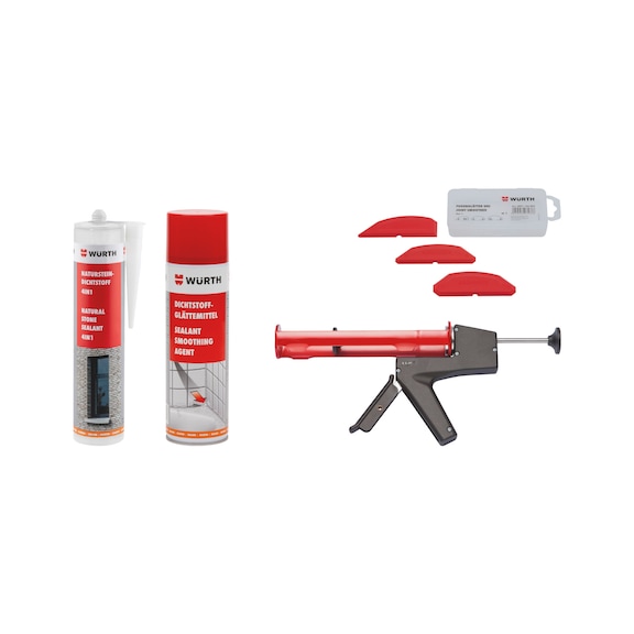 4-in-1 natural stone sealant with cartridge gun 9 pieces - NATSTNSEAL-4IN1-SET-9PCS