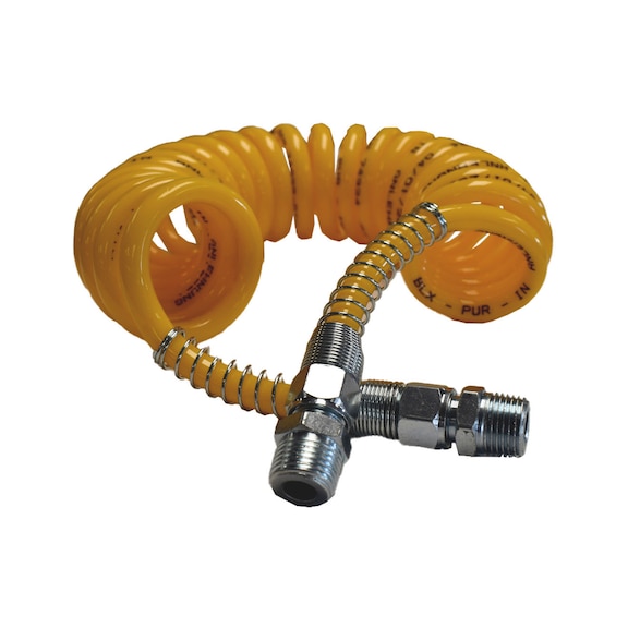 PUR spiral hose DUO dual hose - SPRLAIRLNE-UNI-PU-SUZI-YELLOW-1/2IN-4M