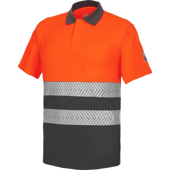 HV short-sleeved polo shirt LUMEN PRO - HIVISPOLO-(LUMEN PRO)-ORANGE/GREY-XS
