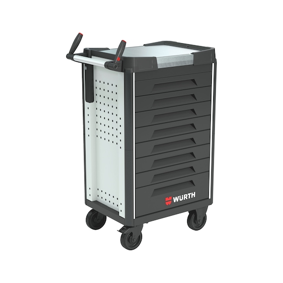 System-Werkstattwagen ULTIMATE 8.4 mit Edelstahl-Arbeitsplatte - WRKSTWG-ULTI-8.4-EDELST-8SL-RAL7035-FS