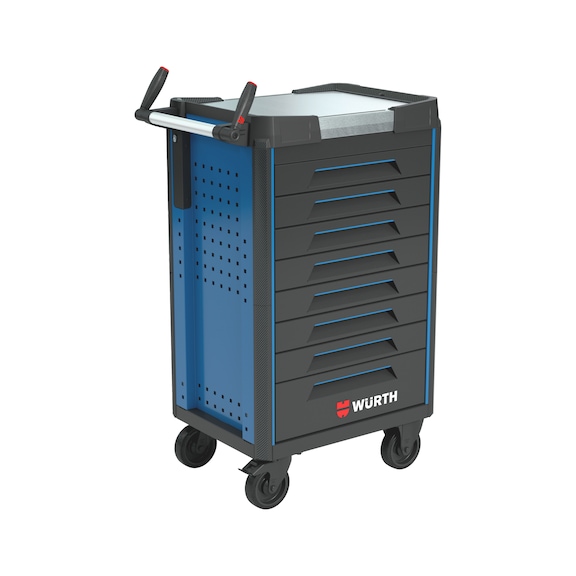 System-Werkstattwagen ULTIMATE 8.4 mit Edelstahl-Arbeitsplatte - WRKSTWG-ULTI-8.4-EDELST-8SL-RAL5010-FS