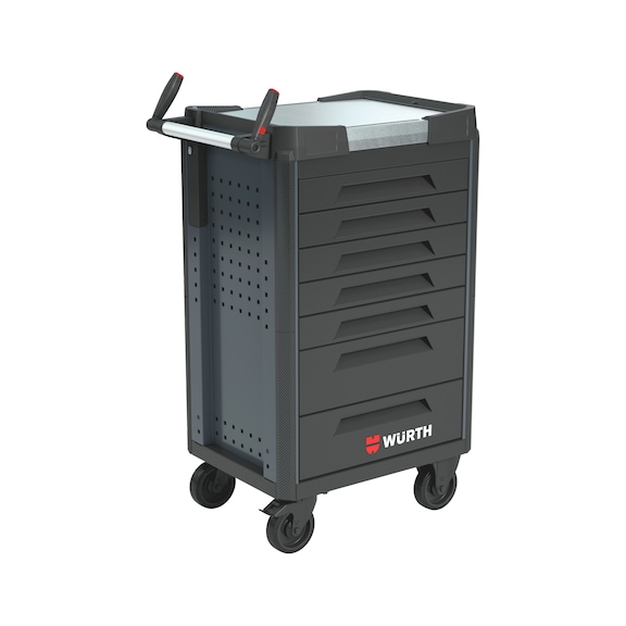 System-Werkstattwagen ULTIMATE 8.4 mit Edelstahl-Arbeitsplatte - WRKSTWG-ULTI-8.4-EDELST-7SL-RAL7016-FS
