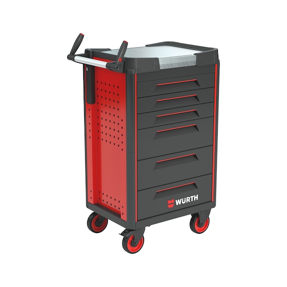 System-Werkstattwagen ULTIMATE 8.4 mit Edelstahl-Arbeitsplatte - WRKSTWG-ULTI-8.4-EDELST-6SL-RAL3020-FS