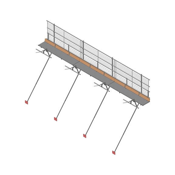 Variable pitched roof edge protection system with walkway for box gutters on the eaves