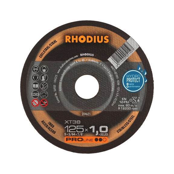 Cutting disc f. stainless steel/steel Rhodius XT38