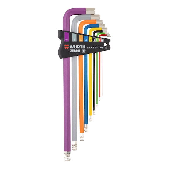 Winkelschraubendreher-Satz Innensechskant 9-tlg. - WNKLSHRDRH-SORT-FARB-LE-(1,5-10)-9TLG