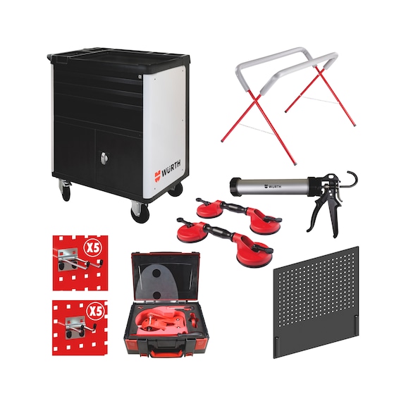 Servante d'atelier Basic 8.8. pare-brise  Pour la pose de pare-brise dans le domaine automobile