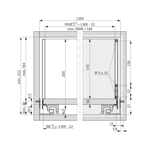 VIONARO V8 Frontauszug H200 Komplett-Set - ZARGSYS-VION-SET-V8-ICE-H200-40KG-NL400