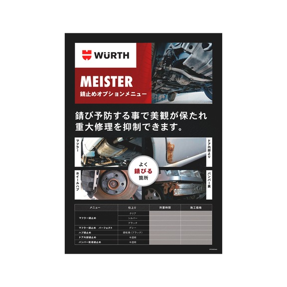 販売サポートステッカー、バナー、ポスター、その他 - 錆止めオプションメニュー表