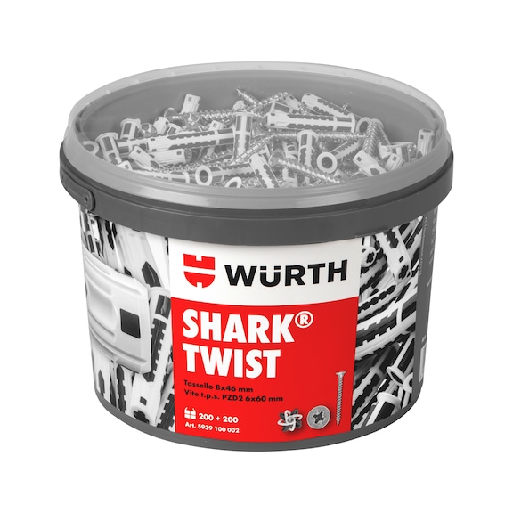 Secchiello Shark TWIST viti TPS acciaio zincato - SECCHIELLO-(SHARK TWIST 8)-200TAS+200VIT
