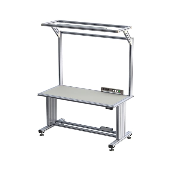 Montage-Arbeitsplatz mit Öffnungsausschnitt komplett und CLIP-O-FLEX<SUP>®</SUP> - WAPS-MONTAGE-AP1500MM-M.ÖFFNG-1380MM-KBS