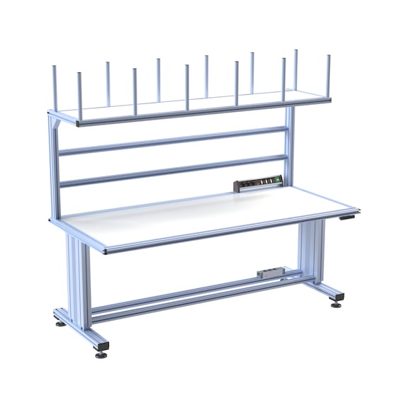 Verpackungs-Arbeitsplatz mit CLIP-O-FLEX<SUP>®</SUP> - WAPS-VERPACKUNGS-AP-2000MM-STANDARD