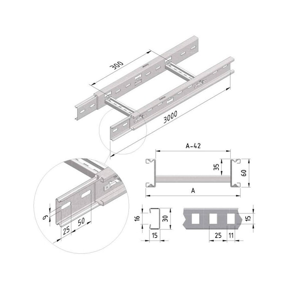 Cable ladder retractable CLFI60 Trayco