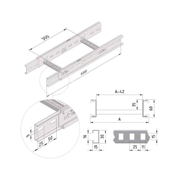 Cable ladder retractable CLFI60-6 Trayco