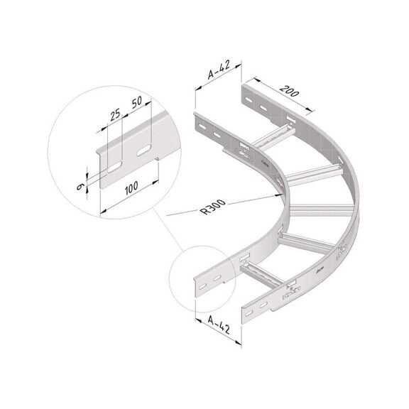 Cable ladder bend retractable CLFI60-B90 Trayco - 1
