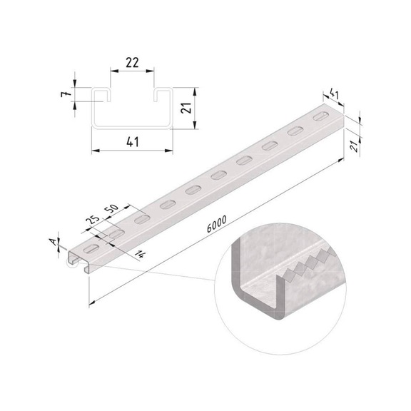 Supporting profile SP41-21-25-6 Trayco