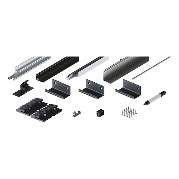 Schienen-Set f&uuml;r 2 T&uuml;ren f&uuml;r Falt-Einschiebet&uuml;rbeschlag HAWA-Folding-Concepta III - SHN-SET-FOLD-CONCEPTA3-2T-LI-SCHWARZ