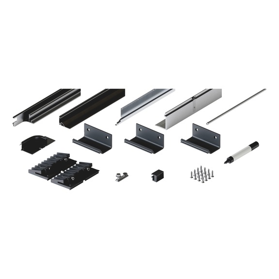 Schienen-Set f&uuml;r 2 T&uuml;ren f&uuml;r Falt-Einschiebet&uuml;rbeschlag HAWA-Folding-Concepta III - SHN-SET-FOLD-CONCEPTA3-2T-RE-SCHWARZ