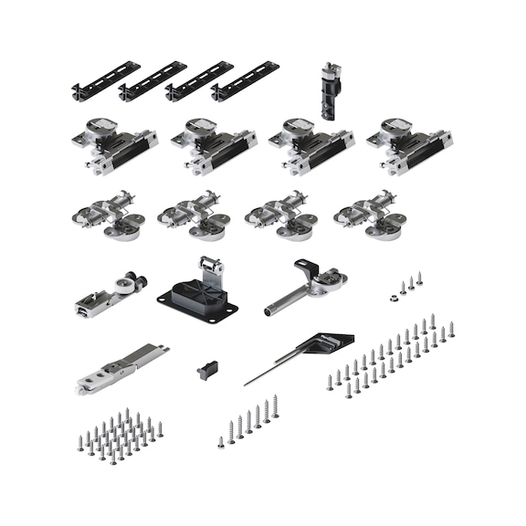 Grundgarnitur f&uuml;r Falt-Einschiebet&uuml;rbeschlag HAWA-Folding-Concepta III 20/25 Push - SHIEBTRBSHLG-FOLD-CONCEPTA3-2T-25KG