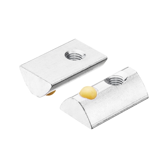 Nutenstein aus Stahl einschwenkbar mit farbcodierter Federkugel - NUTSTN-EINSWBR-ST-A2K-GEL-M5-22X13,7X7