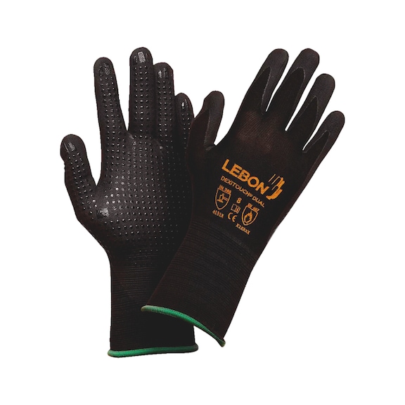 Knitted protective gloves with nubs Lebon Dexitouch/Dual