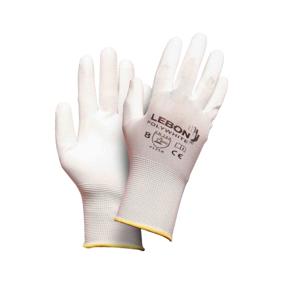 Knitted protective glove with coating Lebon Polywhite