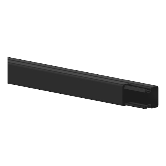 Leitungsf&uuml;hrungskanal Mini mit einreihiger Bodenlochung und Deckel - LFK-R9005-SCHW-15X15MM