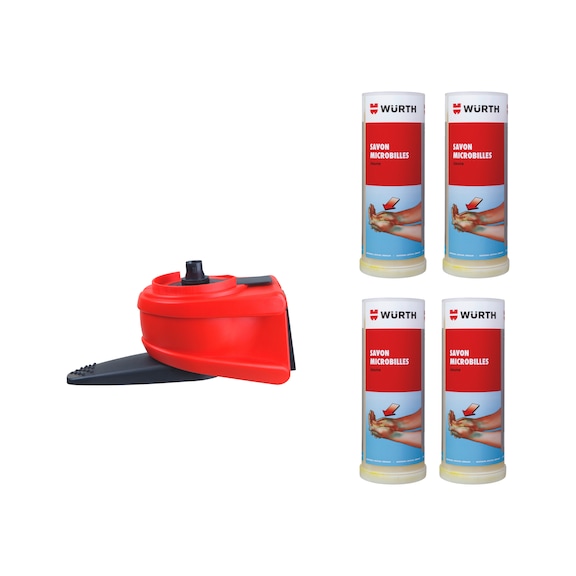 Kit de démarrage doseur manuel + savon microbilles sans solvant - 5 pcs